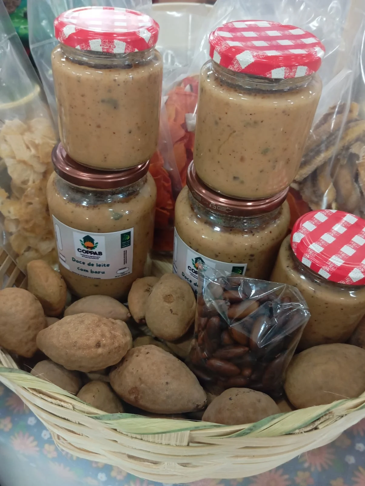 Produtos artesanais de baru da COPPAB, com frutos do Cerrado
